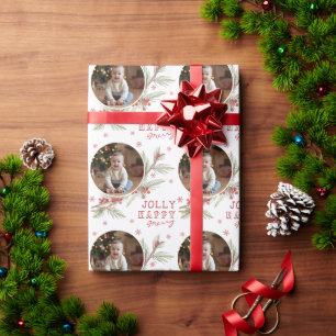 Papel De Regalo Regalo Navideño Personalizado con Foto Alegre Feli