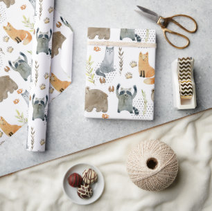 Papel De Regalo Regalo para Baby Shower Bosque Encantado Animales