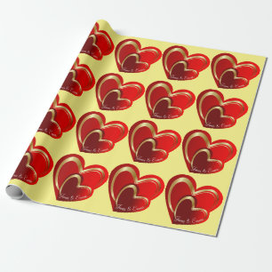 Papel De Regalo Regalo Personalizado Corazones Rojos Amor de Moda