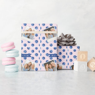 Papel De Regalo Regalo Personalizado de Acuarela de Arándanos Azul