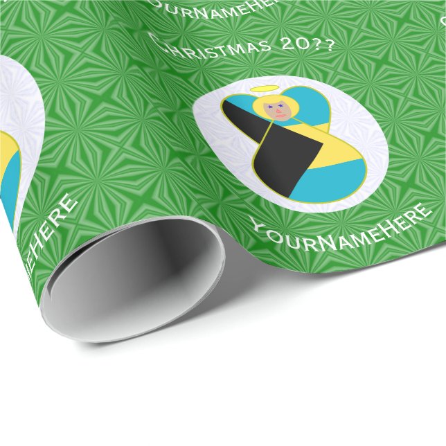 Papel De Regalo Regalo personalizado de ángel de Navidades de band (Esquina del rollo)