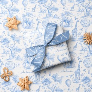 Papel De Regalo Regalo personalizado de baby shower safari toile a