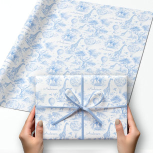 Papel De Regalo Regalo personalizado de baby shower safari toile a