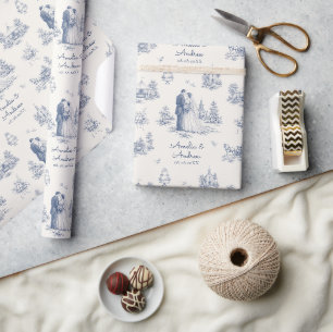 Papel De Regalo Regalo personalizado de boda estilo toile con nomb