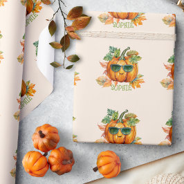Papel De Regalo Regalo personalizado de calabaza de otoño de Hallo