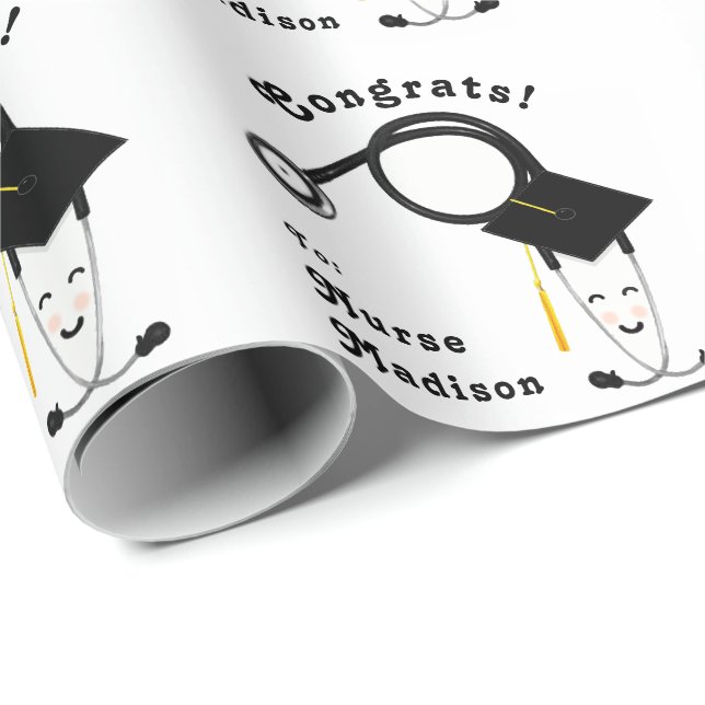 Papel De Regalo Regalo personalizado de graduación de enfermeras (Esquina del rollo)
