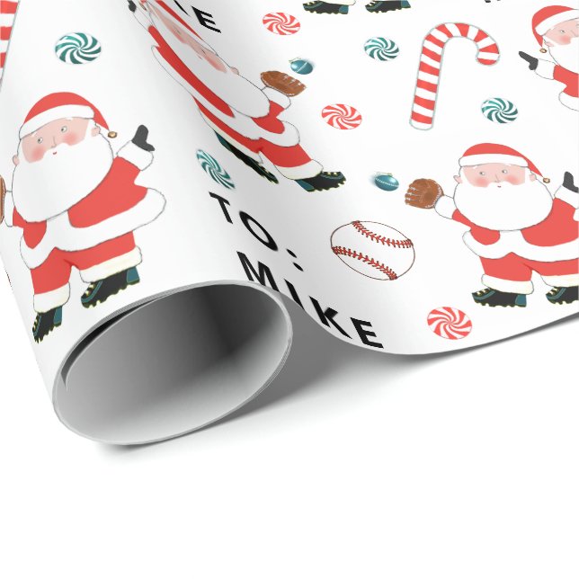 Papel De Regalo Regalo personalizado de Navidades de béisbol (Esquina del rollo)