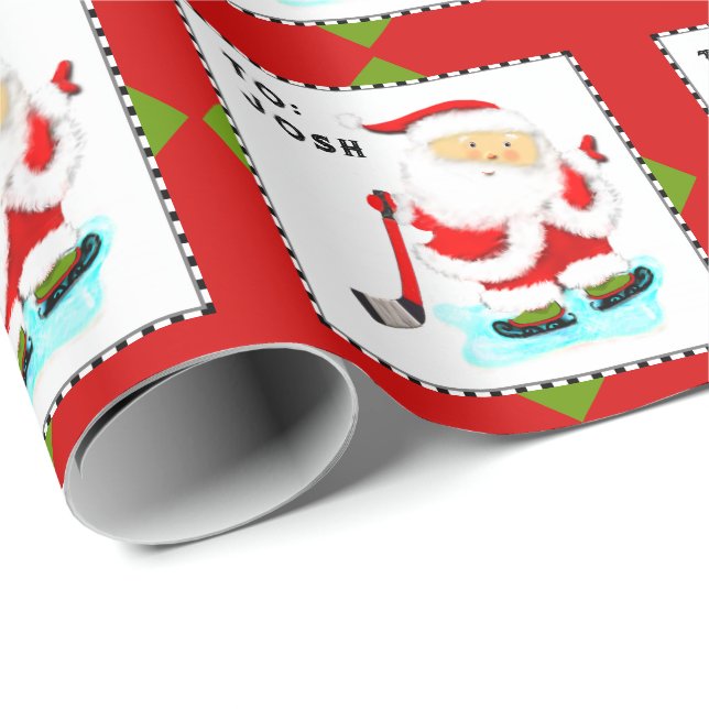 Papel De Regalo Regalo personalizado de Navidades de hockey sobre  (Esquina del rollo)