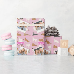 Papel De Regalo Regalo Personalizado de Patrón de Gato Rosa Lindo 