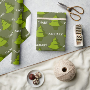 Papel De Regalo Regalo personalizado del árbol de Navidad verde