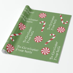 Papel De Regalo Regalo personalizado del verde del caramelo del