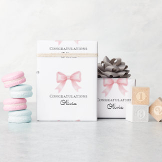 Papel De Regalo Regalo personalizado para baby shower con lazo ros