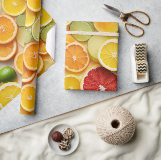Papel De Regalo Regalo realista de rodaja de cítrico jugosa