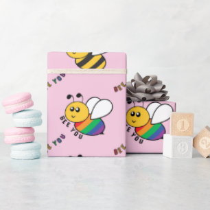 Papel De Regalo Regalo Rosa Dulce Colorido Autismo Sé Tú Abeja Lin
