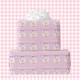 Papel De Regalo Regalo rosado de Chica de texto Personalizado de B
