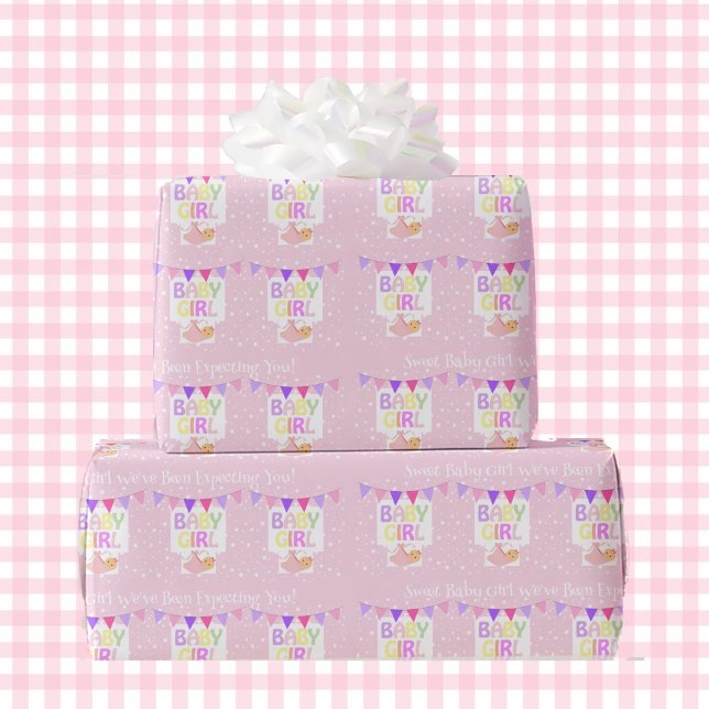 Papel De Regalo Regalo rosado de Chica de texto Personalizado de B (Subido por el creador)