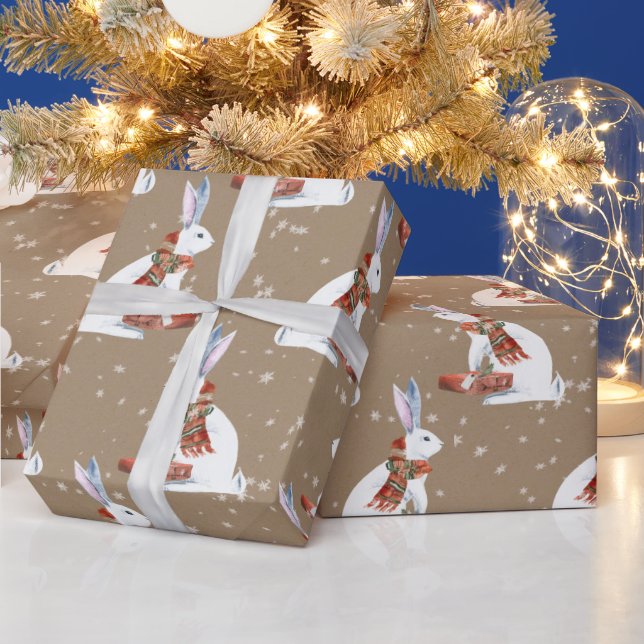 Papel De Regalo Regalo rústico Kraft que da conejo conejo de liebr (Vacaciones)