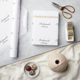 Papel De Regalo regalo simple mínimo para dama de honor con tu nom