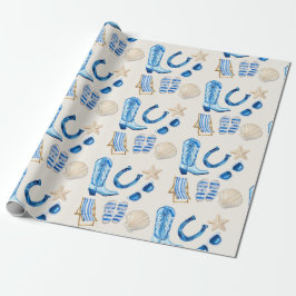 Papel De Regalo Regalo Vaquera Costera Azul