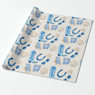 Papel De Regalo Regalo Vaquera Costera Azul