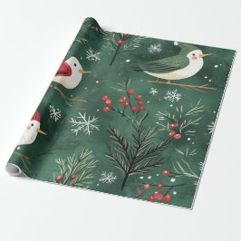 Papel De Regalo Regalo verde lindo de invierno