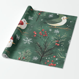 Papel De Regalo Regalo verde lindo de invierno