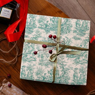 Papel De Regalo Regalo Vintage Teal Toile País Francés