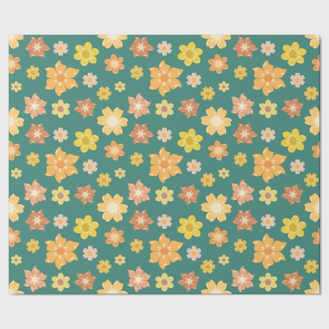 Papel De Regalo Regalos de Acción de Gracias sin Flores Doradas (Costura)