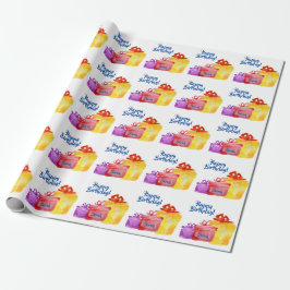Papel De Regalo Regalos de acuarela, cumpleaños feliz, regalos