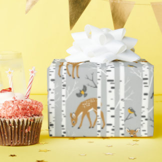 Papel De Regalo Regalos de cervatillos de ciervo bosque de abedul