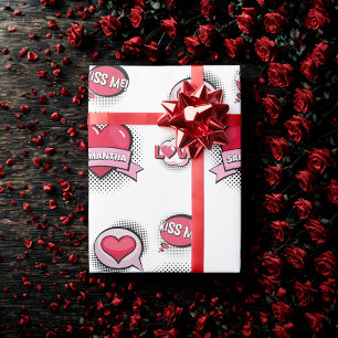 Papel De Regalo Regalos de corazón rojo y negro al estilo de un li