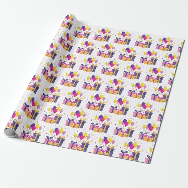 Papel De Regalo Regalos de cumpleaños (Desenrollado)
