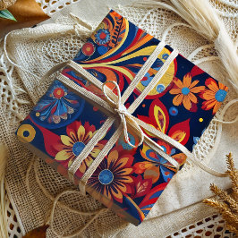 Papel De Regalo Regalos de jubilación florales de paisley bohemio 