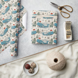 Papel De Regalo Regalos de Navidad de la Ballena Azul de Catoosa