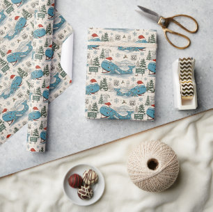 Papel De Regalo Regalos de Navidad de la Ballena Azul de Catoosa