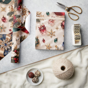 Papel De Regalo Regalos de Navidad de lujo Borgoña Esmeralda