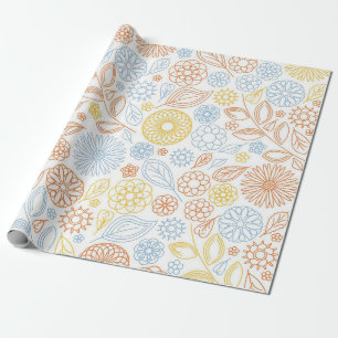 Papel De Regalo Regalos De Navidad Flores Abstractas En Blanco