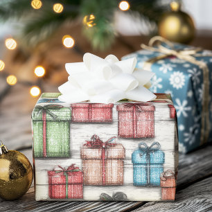 Papel De Regalo Regalos de Navidad Rústica