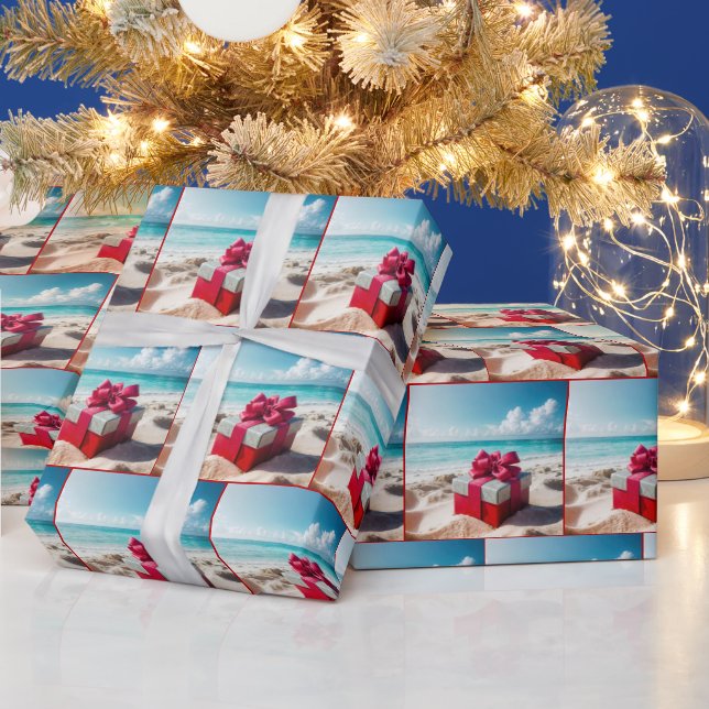 Papel De Regalo Regalos De Navidades De Mar Sobre Arena De Playa (Vacaciones)