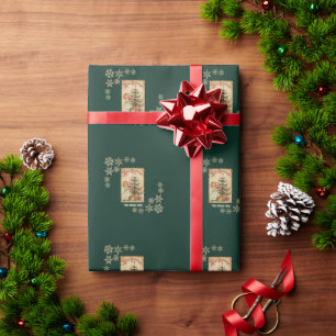 Papel De Regalo Regalos de Niñas de Pino Vintage Copos de Nieve