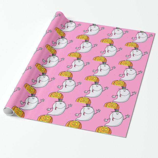 Papel De Regalo Regalos Girly Personalizado de Halloween rosa (Desenrollado)