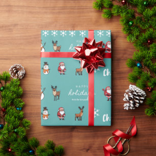 Papel De Regalo Regalos personalizados de Navidad en azul turquesa