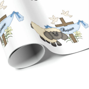 Papel De Regalo ¡Regocíjate!-Cruz religiosa-Cordero/Palomas