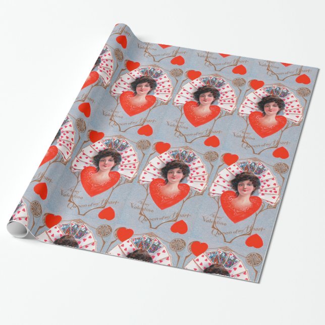 Papel De Regalo REINA DE CORAZONES, El día de San Valentín (Desenrollado)
