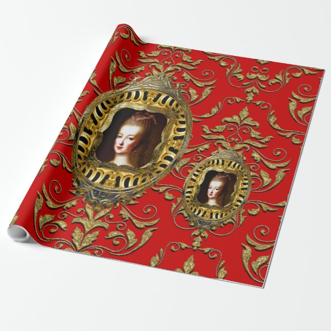 Papel De Regalo Reina de Francia en rojo (Desenrollado)