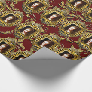 Papel De Regalo Reina del navidad elegante del escarlata de