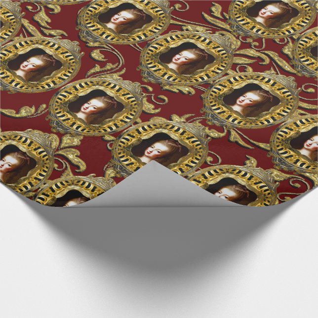 Papel De Regalo Reina del navidad elegante del escarlata de (Esquina)