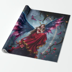 Papel De Regalo Reina Hada de Fantasía Oscura con Alas de Mariposa