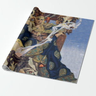 Papel De Regalo Reina Maeve Princesa Guerrera Arte Fantástico
