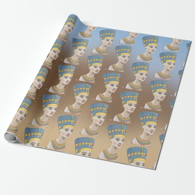 Papel De Regalo Reina Nefertiti contra las pirámides (Desenrollado)